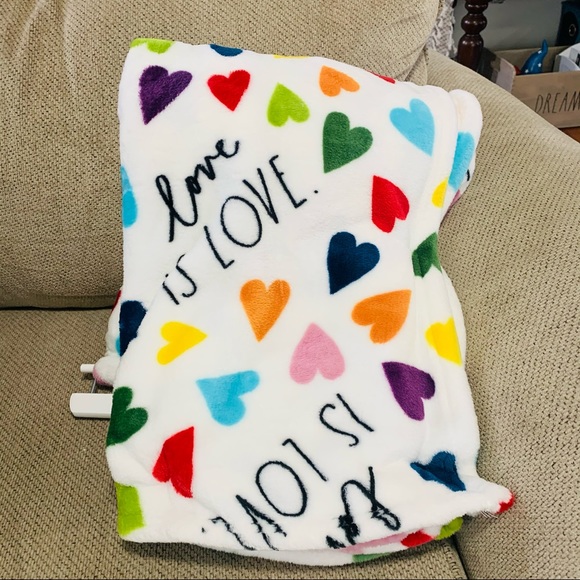 Rae Dunn LOVE IS LOVE rainbow hearts
